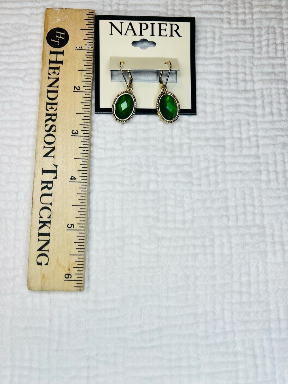 Napier Gold-Tone Earrings with Green Faceted Stones